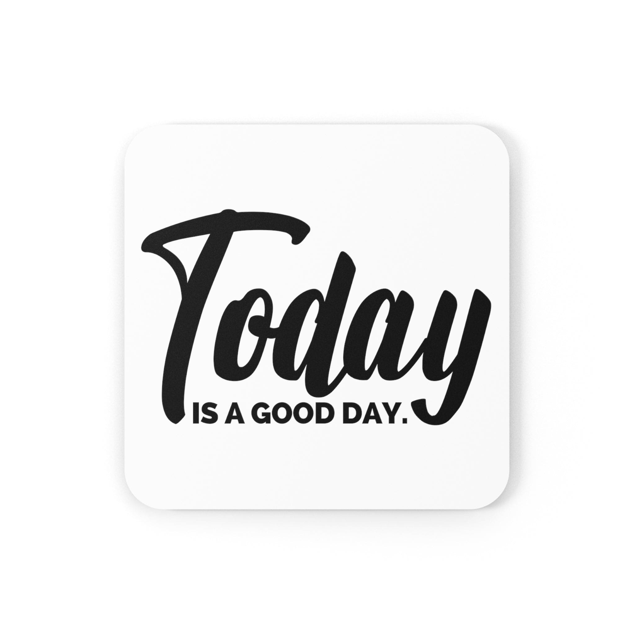 Coaster Set of 4 for Drinks Today is a Good Day Black Illustration-1