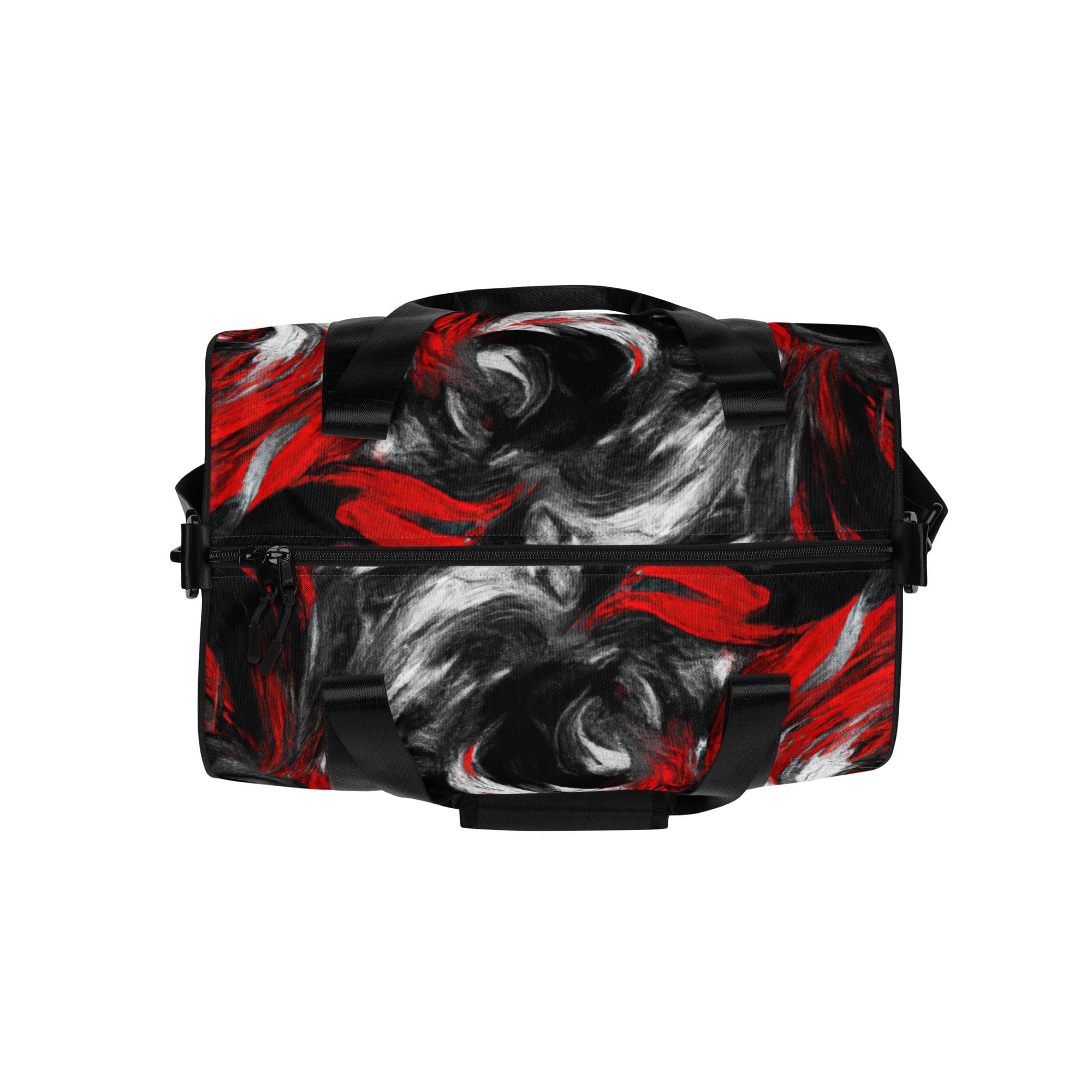 Crossbody Water-resistant Travel Bag - Decorative Black Red White-1