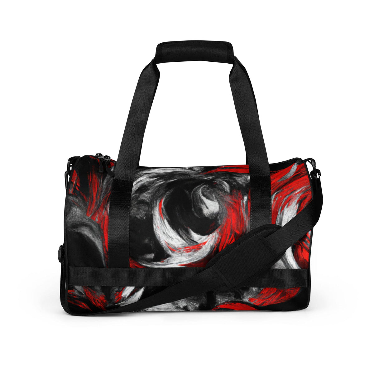 Crossbody Water-resistant Travel Bag - Decorative Black Red White-0