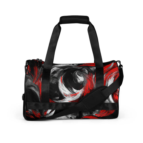 Crossbody Water-resistant Travel Bag - Decorative Black Red White-0