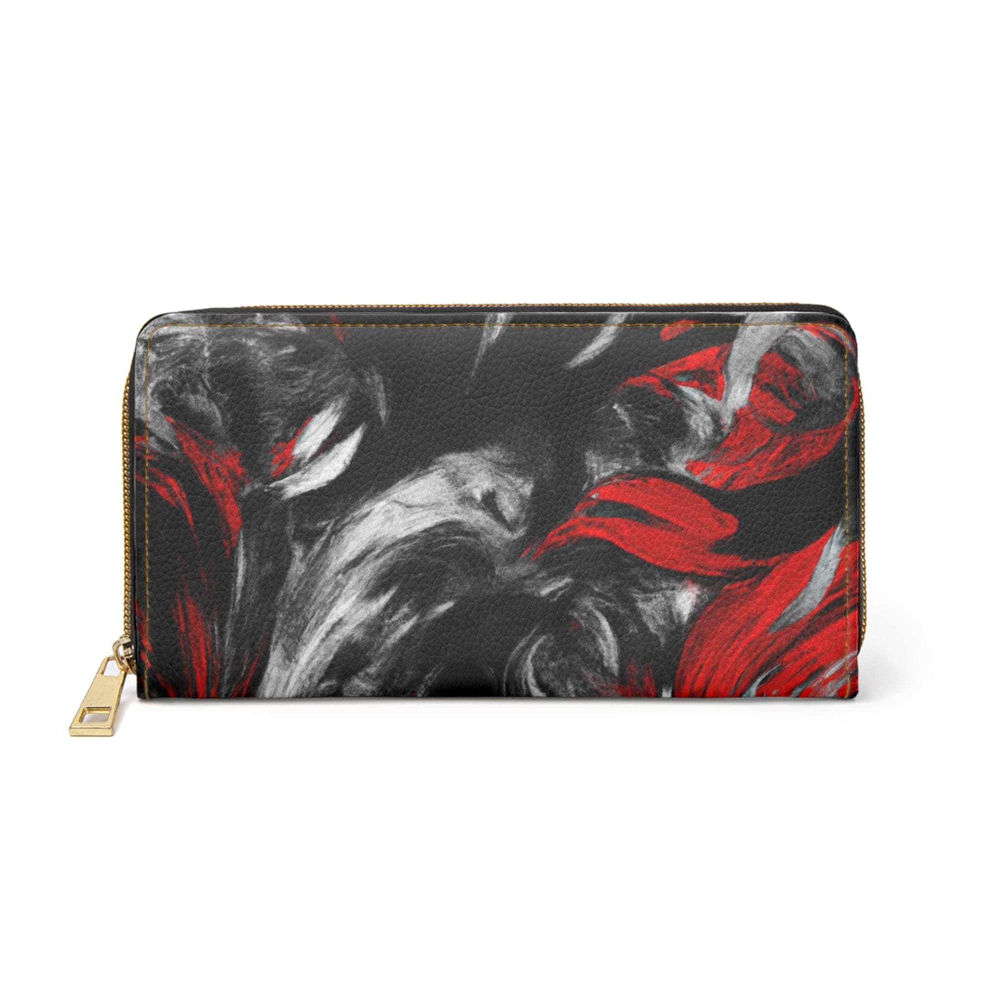 Decorative Black Red White Abstract Seamless Pattern Womens Zipper Wallet Clutch Purse-0