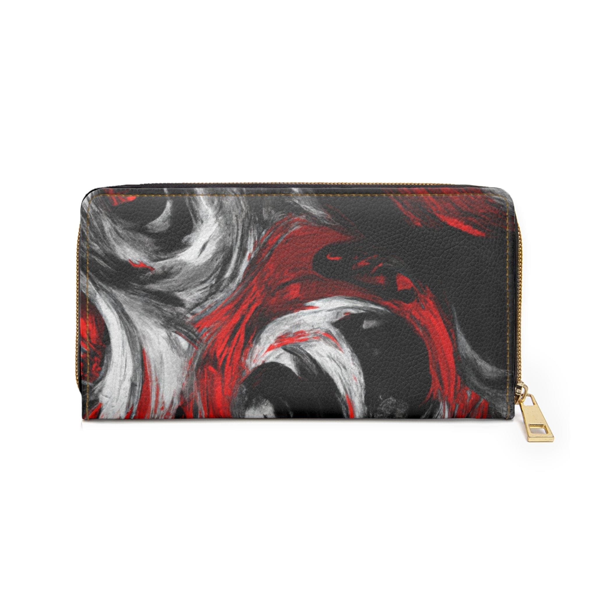 Decorative Black Red White Abstract Seamless Pattern Womens Zipper Wallet Clutch Purse-1