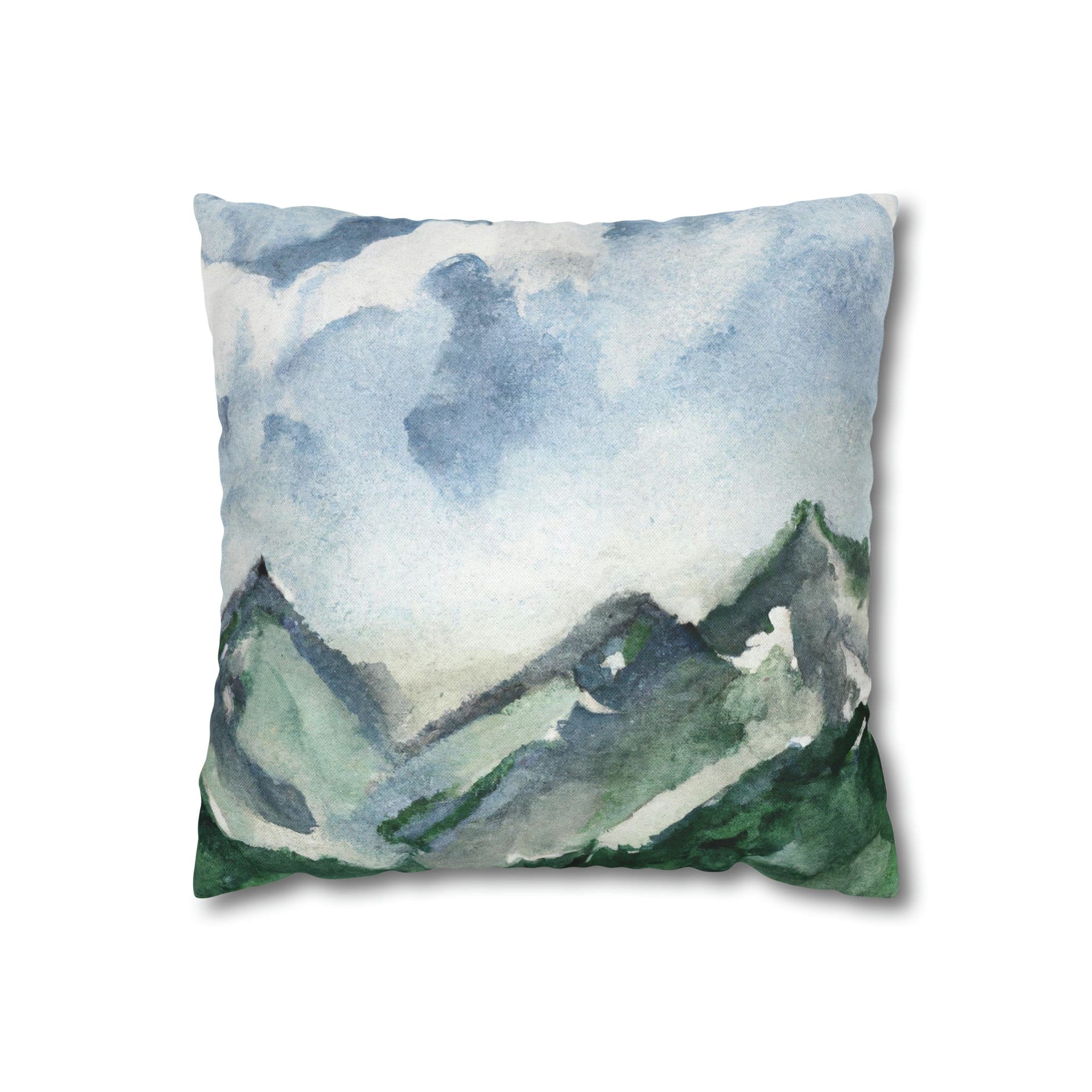 Decorative Throw Pillow Cover - Green Mountainside Blue Sky-1