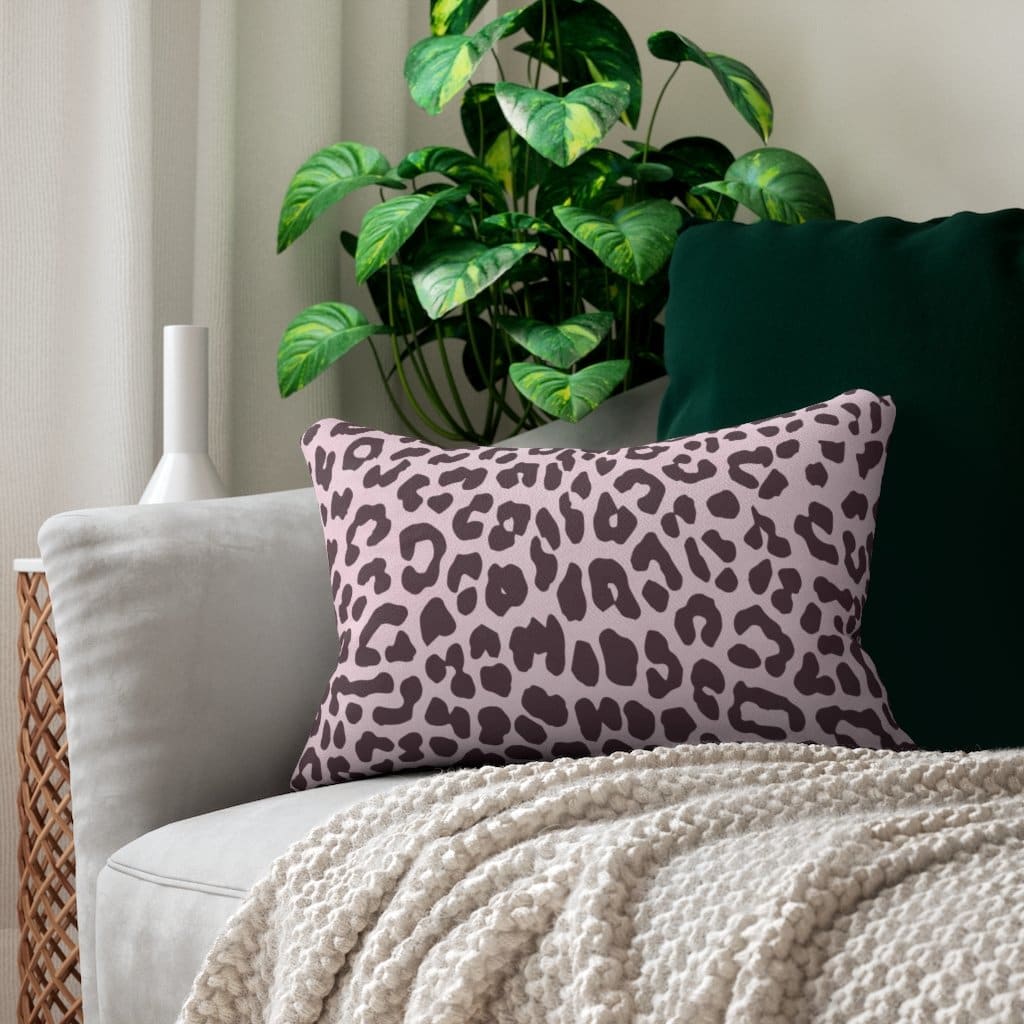 Decorative Lumbar Throw Pillow - Leopard - Pink/black-2