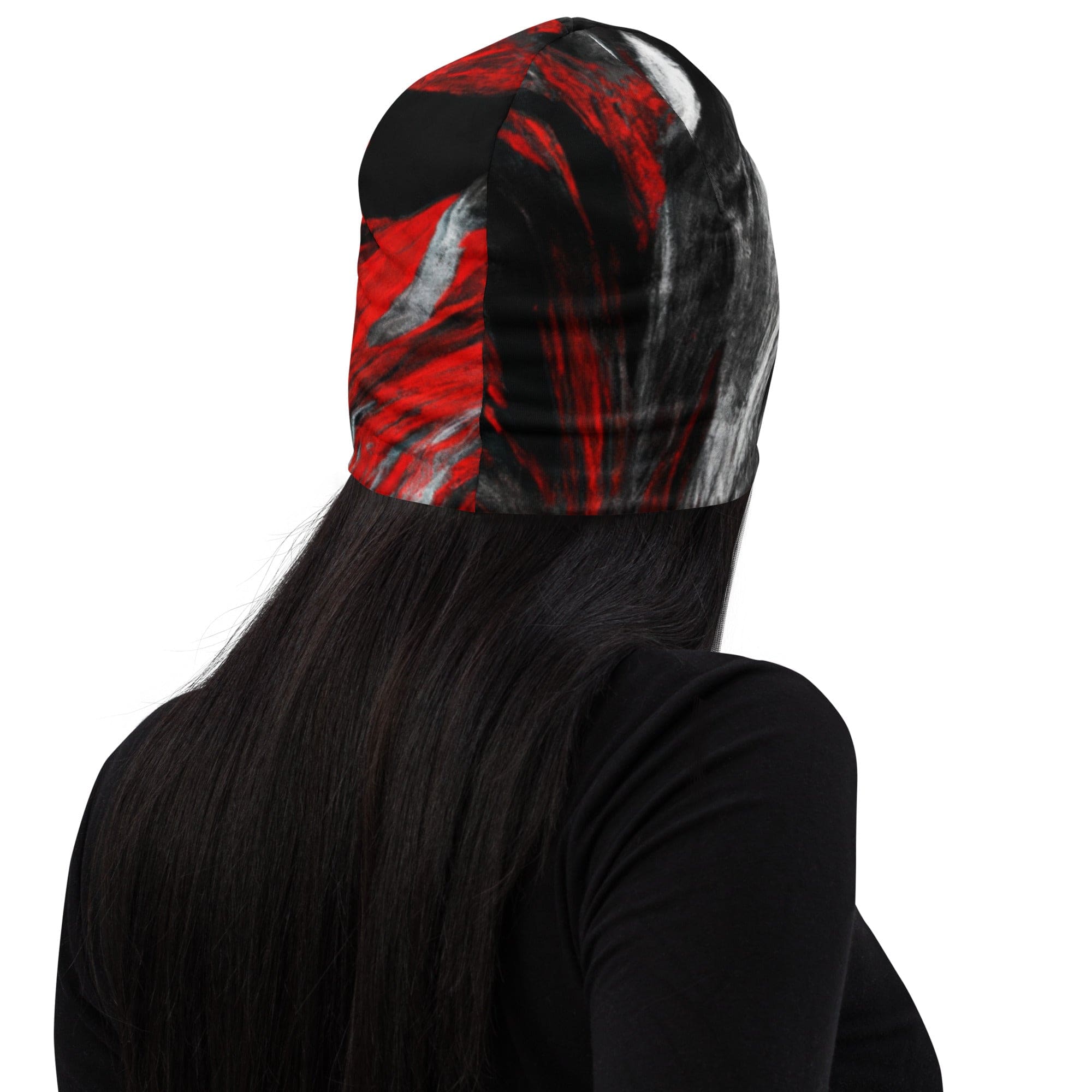 Double-layered Beanie Hat Decorative Black Red White Abstract-1