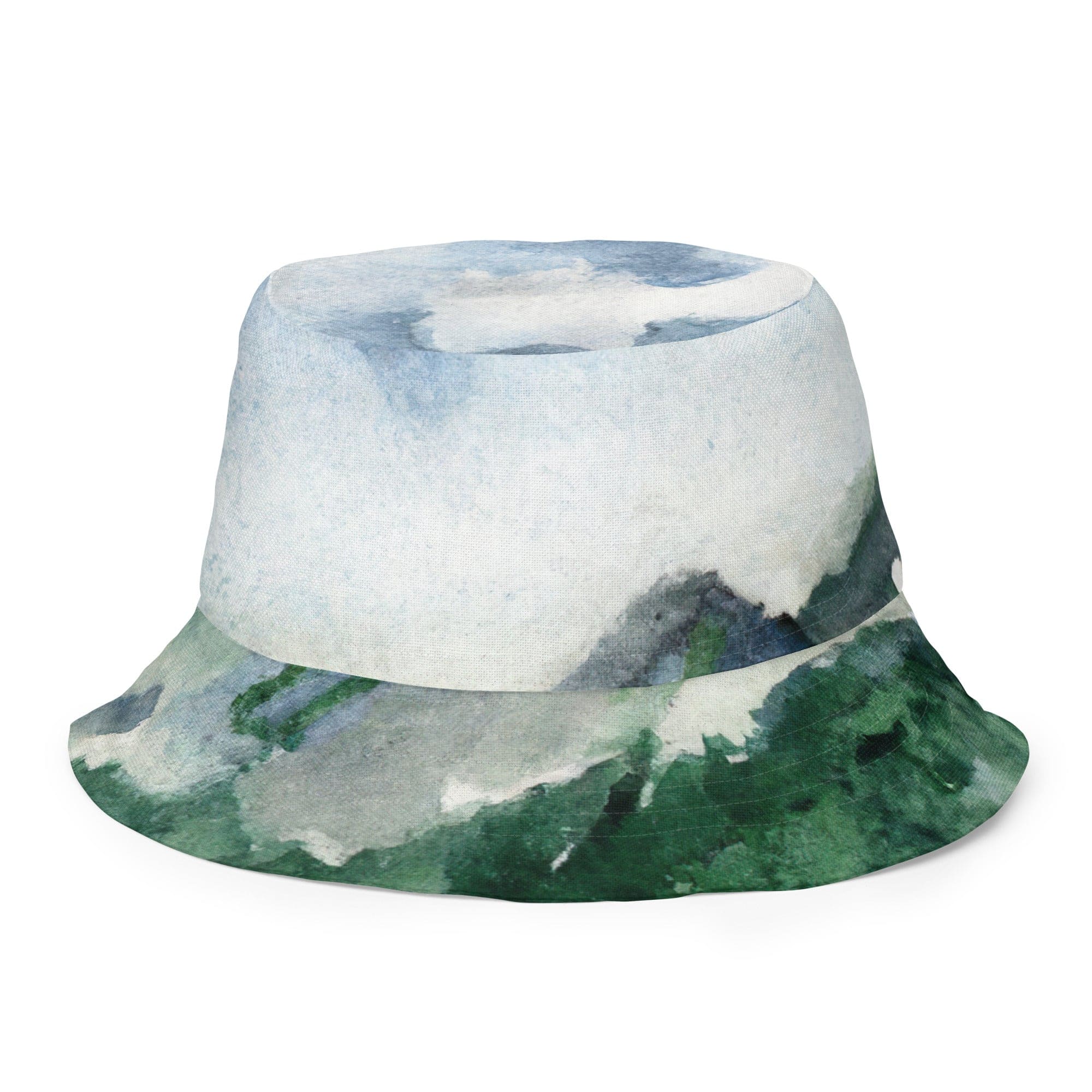 Reversible Bucket Hat Green Mountainside Nature Landscape Blue Sky-3