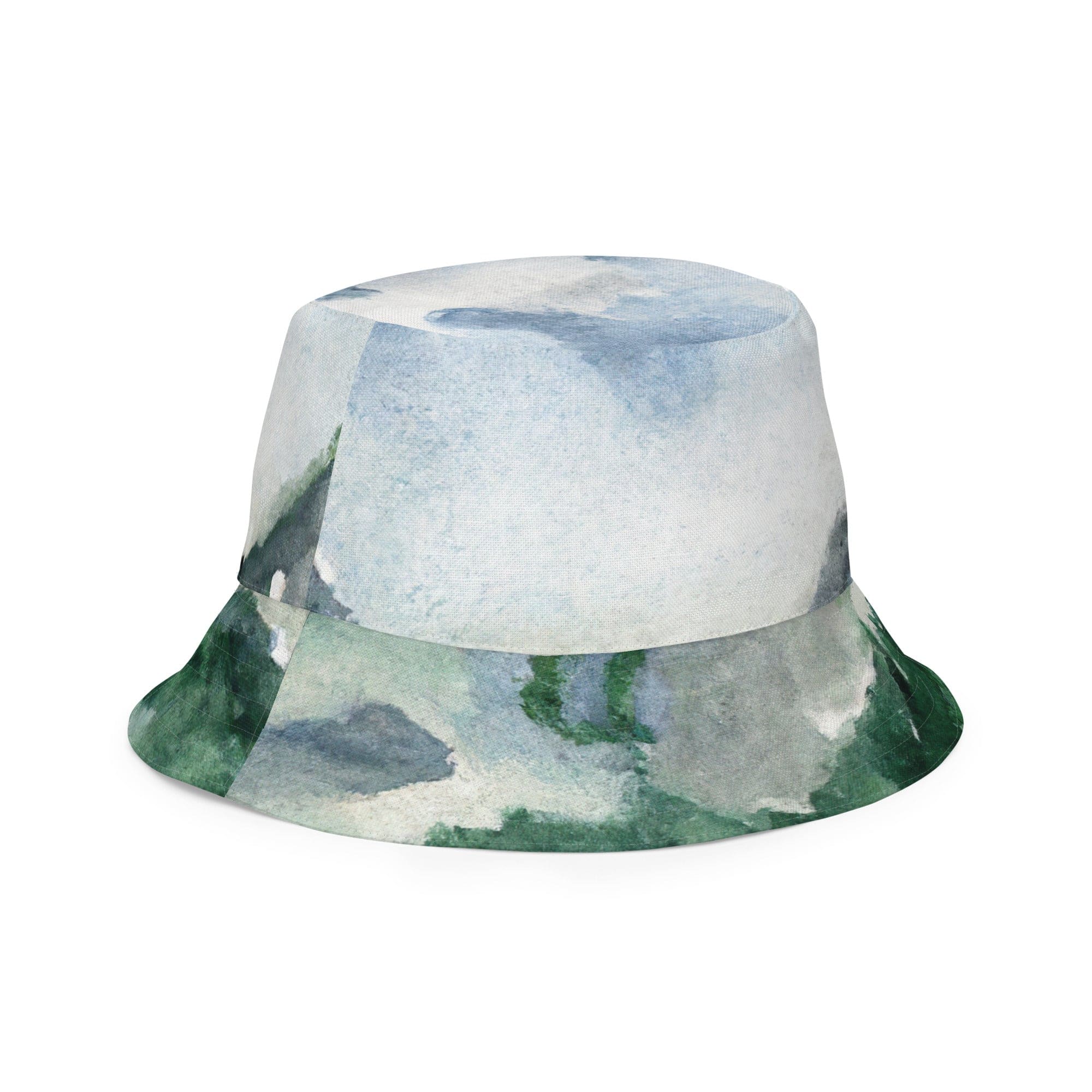Reversible Bucket Hat Green Mountainside Nature Landscape Blue Sky-1